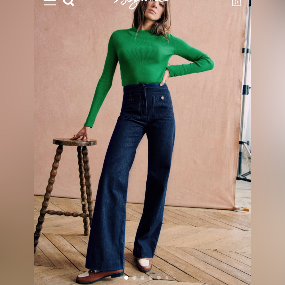Sezane Dan Trousers in Indigo, size 38 (US 6)